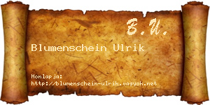 Blumenschein Ulrik névjegykártya
